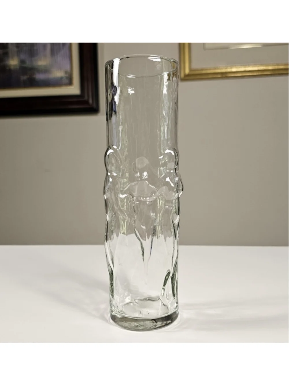 Vintage Libbey La Femme Nude Lady Glass Vase 9” Tall Mid Century Clear 1960s
